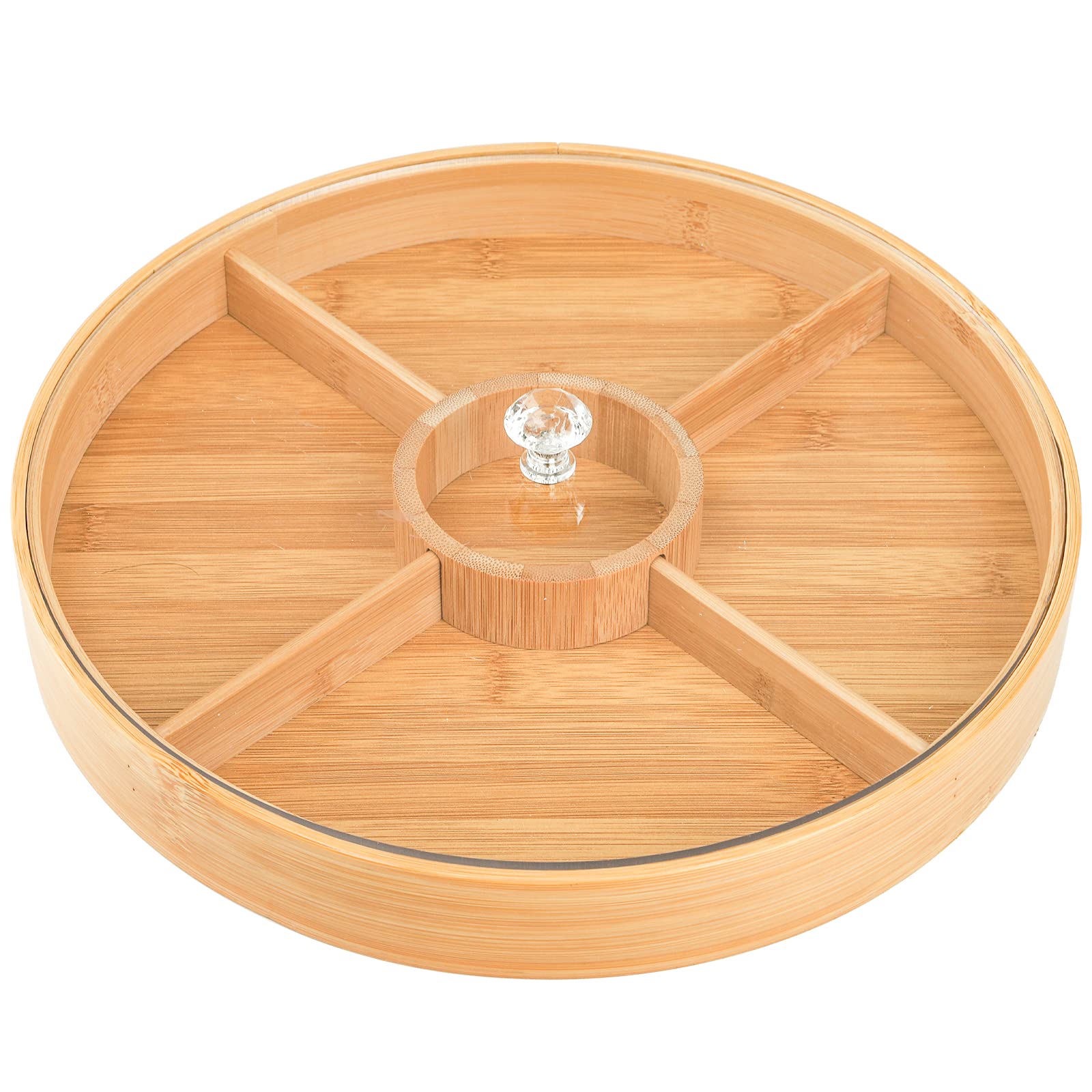 Hedume Bamboo Nuts Storage Platter Tray, Food Serving Tray with 5